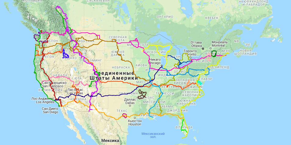 Ниже дам ссылку на карту он лайн. Но уже из фото видно, что эти маршруты идут через всю страну