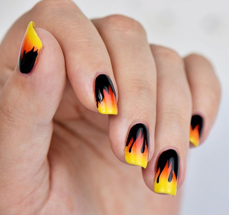 Как сделать ногти в пламя