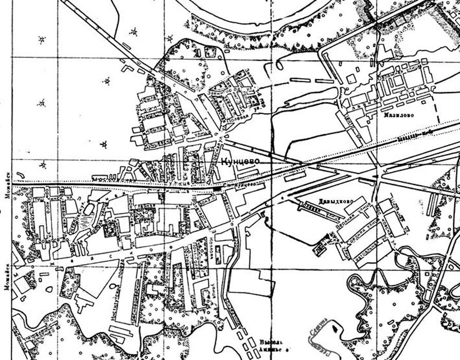Карта города Кунцево. 1940 год
