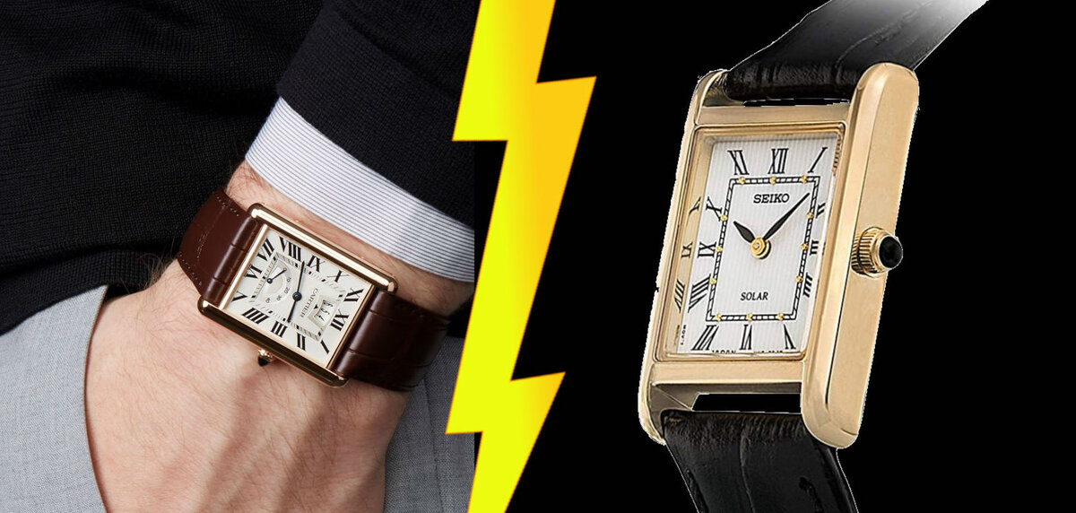 Модель Танк от Cartier стала легендой мгновенно, поэтому ничего удивительного в том, что многие производители стремятся отдать ей дань уважения, нет.