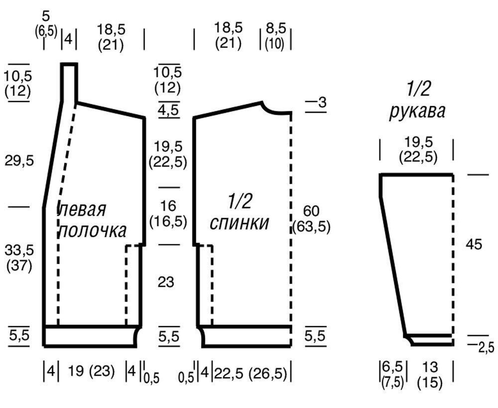 Схема кардигана рукава