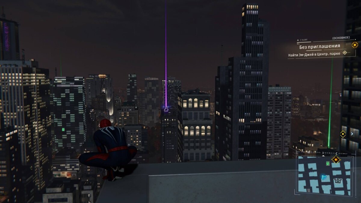 В Marvel's Spider-Man при нажатии на правый стик появляются цветные маркеры, указывающие местоположения заданий