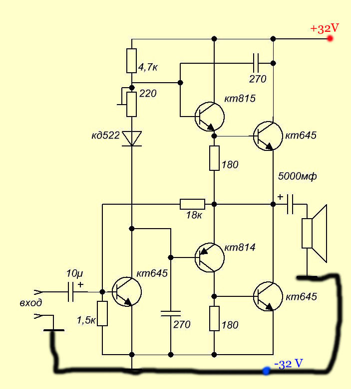 Транзисторные унч. Транзисторный усилитель 100вт схема. Усилитель мощности звука 10 ватт на транзисторах. Усилитель 5 ватт на транзисторах. Усилитель мощности на транзисторах кт805.