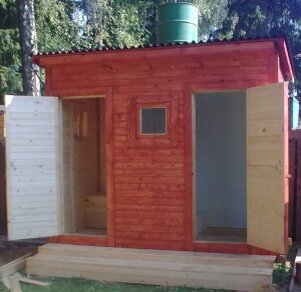 Каркас душа из брусьев на стальных уголках