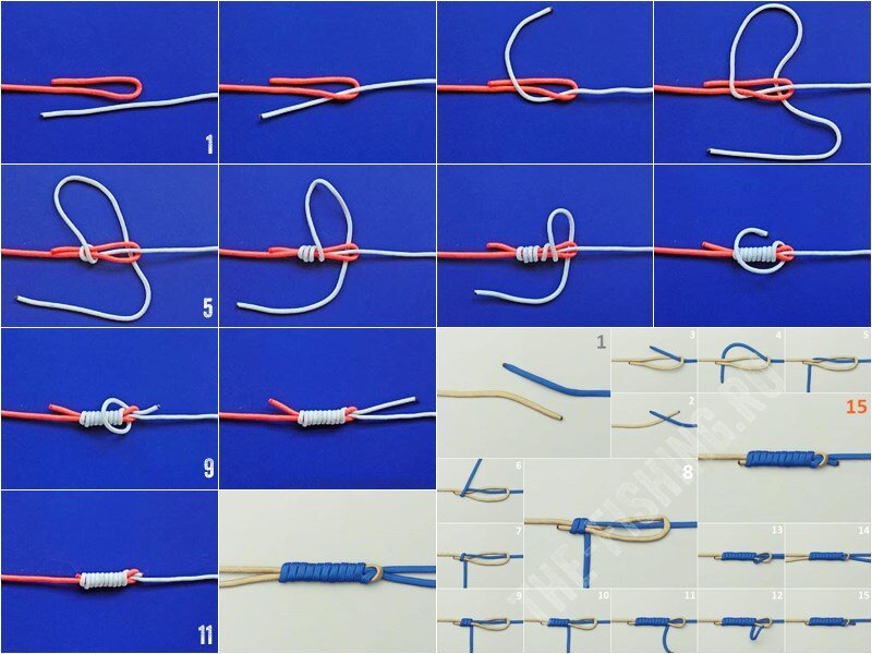 как привязать леску к леске. Рыбацкие узлы.