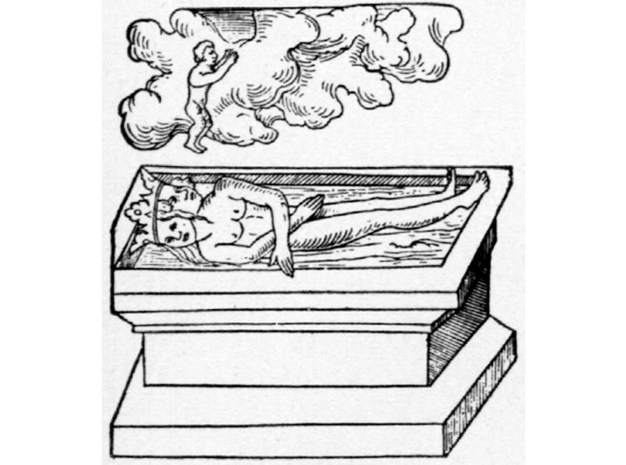 Отделение души от тела. Гравюра из алхимического трактата середины XVI века.