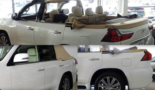 Модель была представлена в дилерском центре Lexus в Дубае. Там же имеется информация о его стоимости. Lexus LX 570 со съемной крышей продается по цене 353 000 долларов. На его одометре нулевой пробег. 
Помимо того, что Lexus LX 570 лишился крыши и стоек, остальные элементы дизайна были оставлены без изменений. Крыша представляет собой тент, который в сложенном виде хранится в багажнике, за счет чего его полезное пространство уменьшится.
Под капотом установлен прежний 5,7-литровый двигатель V8, который производит 383 л.с. 
