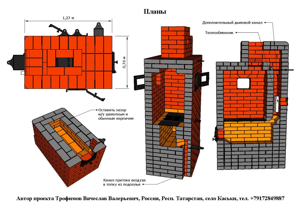 Подовая печь из кирпича для дома