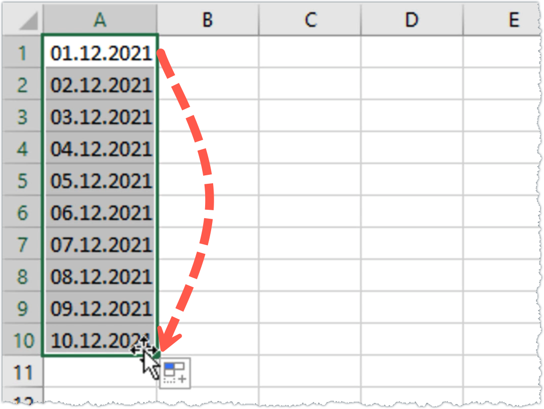 Автозаполнение дат в Excel