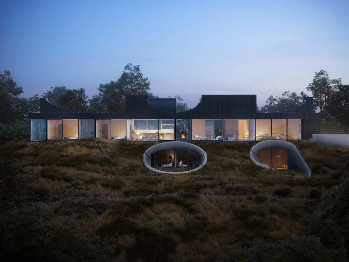 современный дом в горной долине. дворец минангкабау. последний дом острова холланд. виллы в швейцарии. рогатый дом.