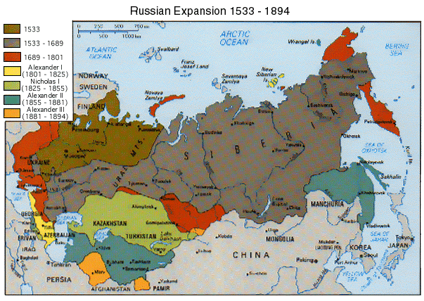 Хронологическая карта российской экспансии