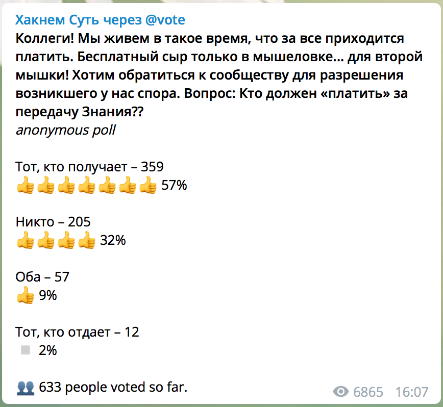 Опрос «Кто платит за передачу знания»