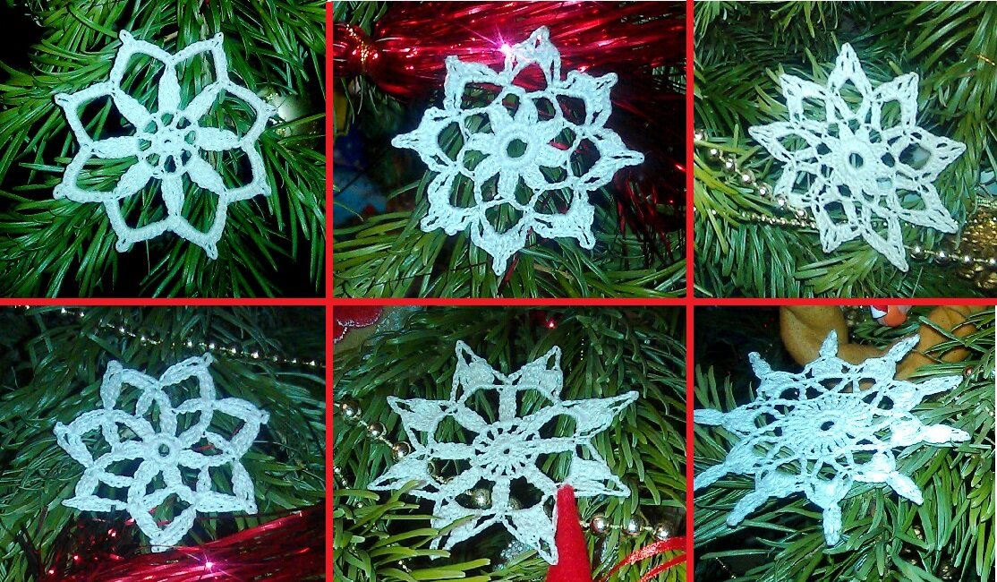Снежинки крючком на елку