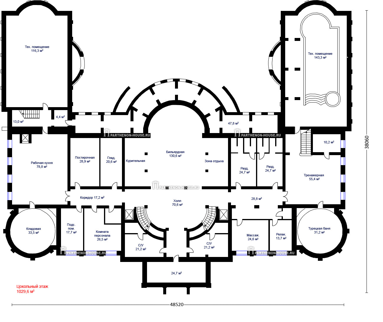 Планировка домов замков Проект дворца КИ 3412-7 ПАРФЕНОН - проекты домов Дзен