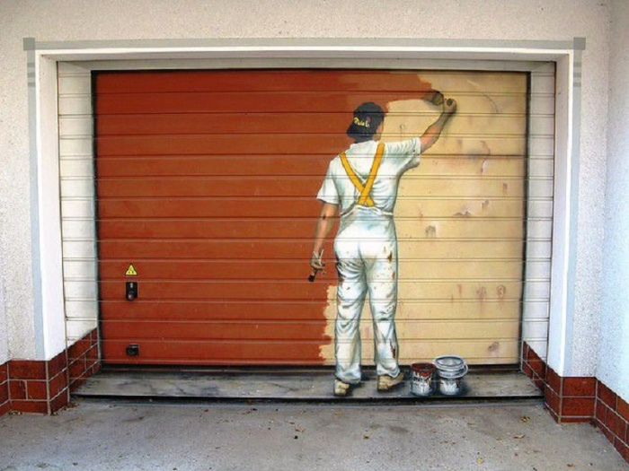 3d рисунок на воротах гаража (50 фото)