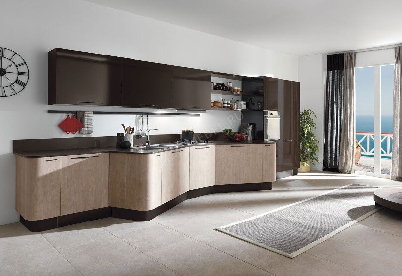 Прямая кухня "21 века" для расположения вдоль одной стены