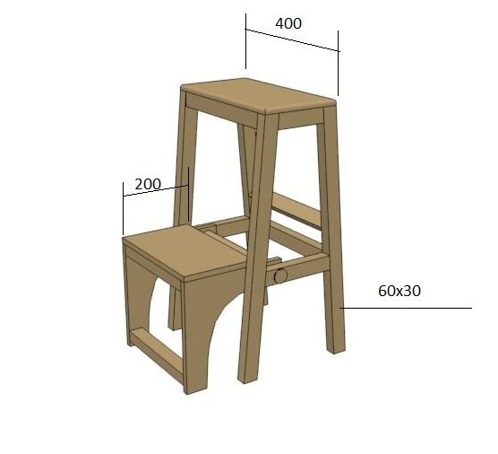 Стул-стремянка — чертежи с размерами для изготовления своими руками из дерева