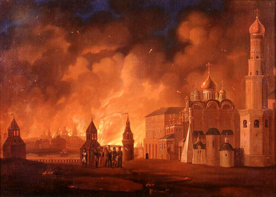 Пожар Москвы сентябрь 1812 года. Картина А.Ф. СМИРНОВА, 15-летнего очевидца события