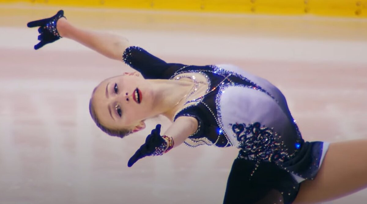 Скриншот с трансляции третьего этапа Гран-при 