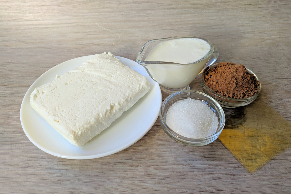 Ингредиенты для приготовления шоколадно-творожного десерта