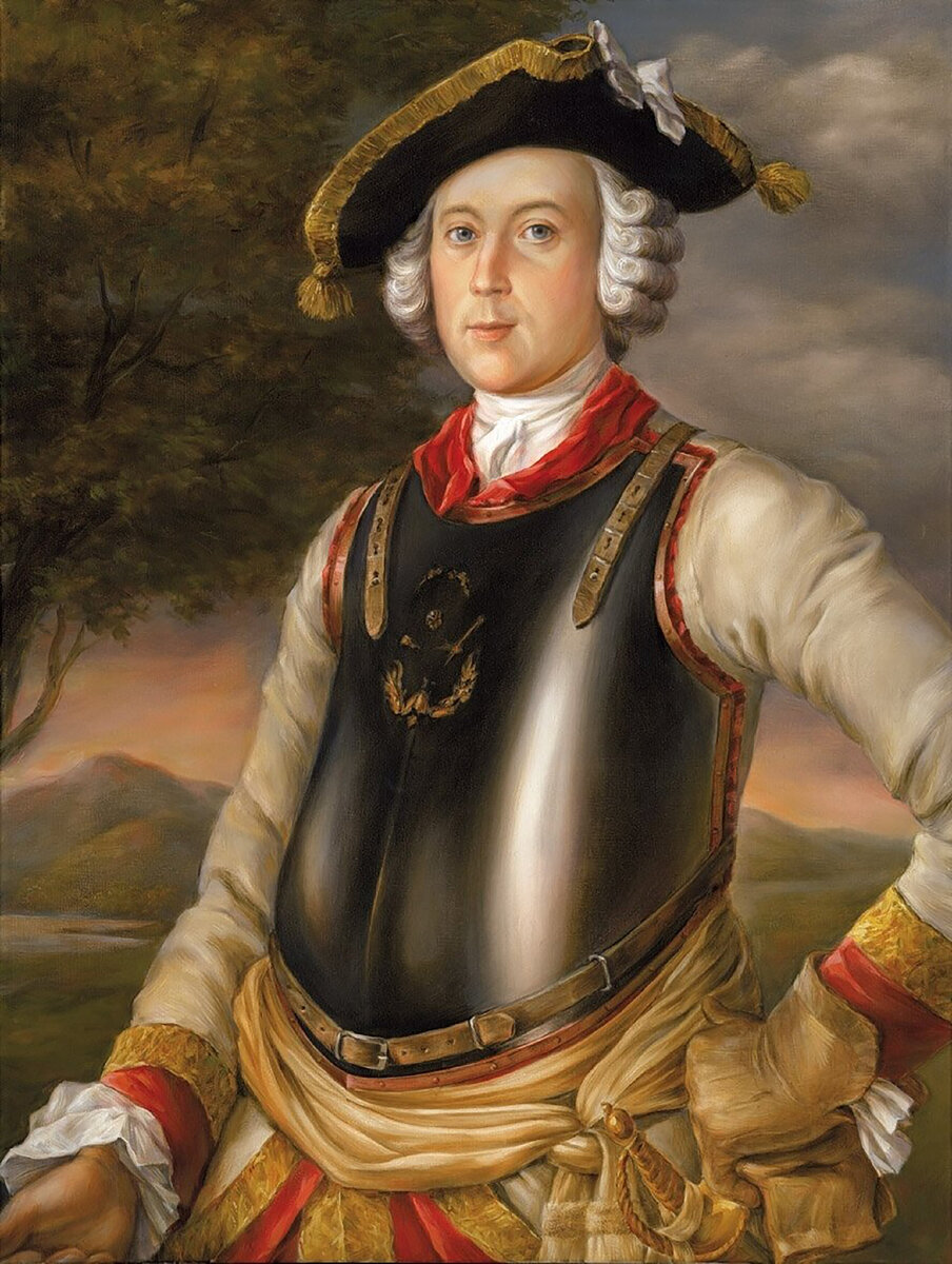 Карл Фридрих Иероним фон Мюнхгаузен (в мундире кирасира). Г. Брукнер. 1752