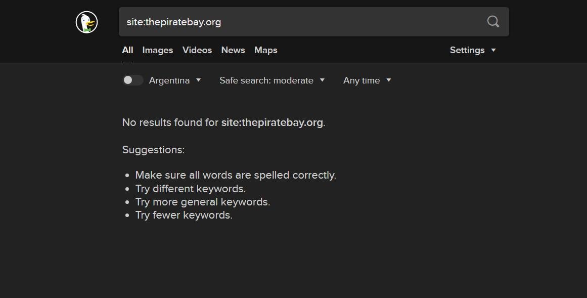 Поиск по сайту ThePirateBay.org не выдает никаких результатов / www.itkarakuli.ru