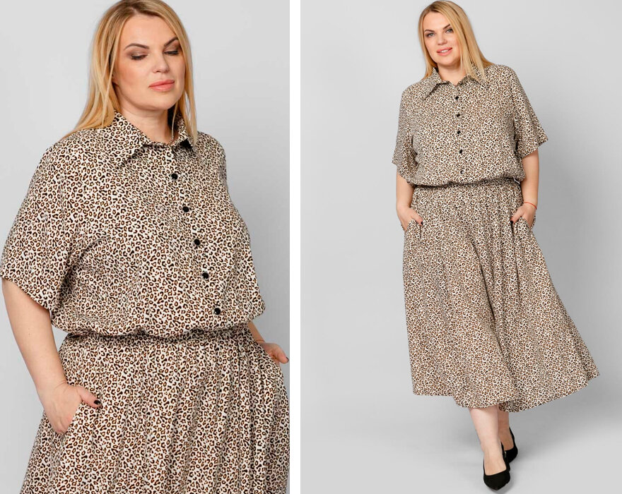 Модное платье с принтом леопард 