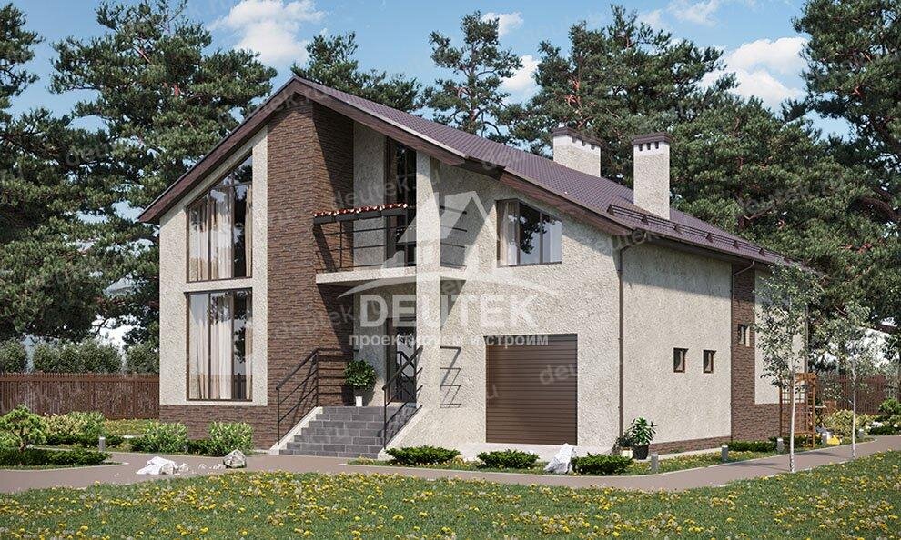 Проект двухэтажного жилого дома 364 м2 с гаражом, кинотеатром, балконом и террасой - KVR-110