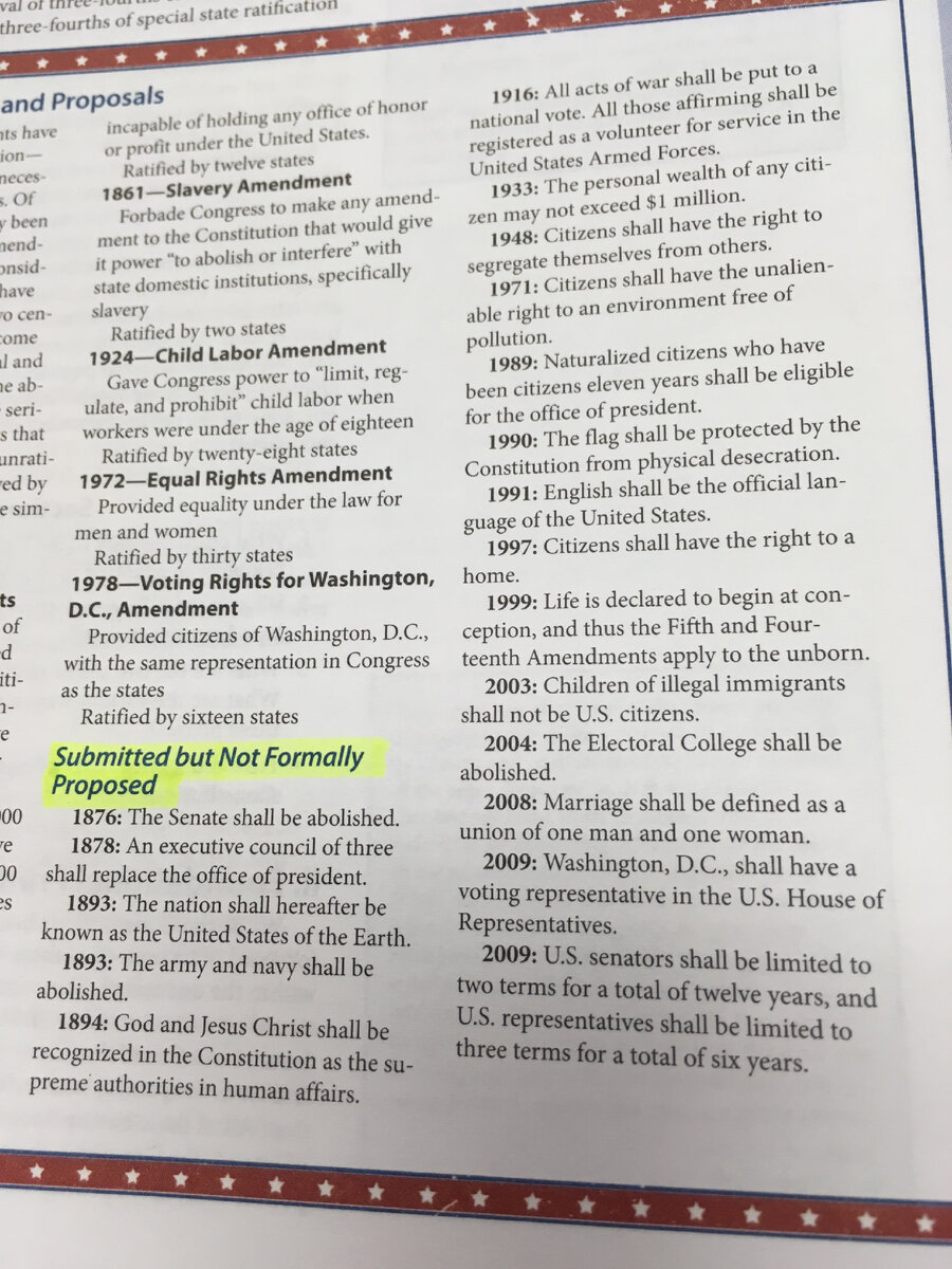 Страница из нашего учебника по обществоведению (US Government). Фото автора. 