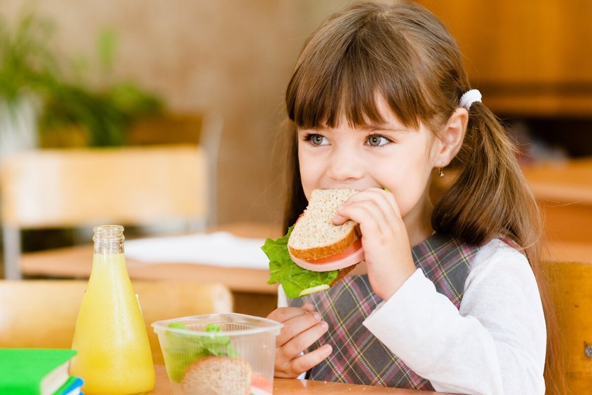 Чем завтракать перед школой. Девочка кушает. Девочка ест бутерброд. Питание школьника. Девочка завтракает.