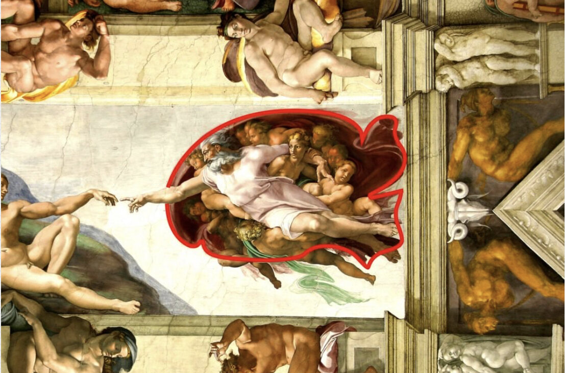 Фреска «Сотворение Адама», Микеланджело, ок 1551
