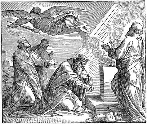 Царь Давид покупает землю на Храмовой горе (деньги в мешочках) - а ангел смерти улетает прочь.