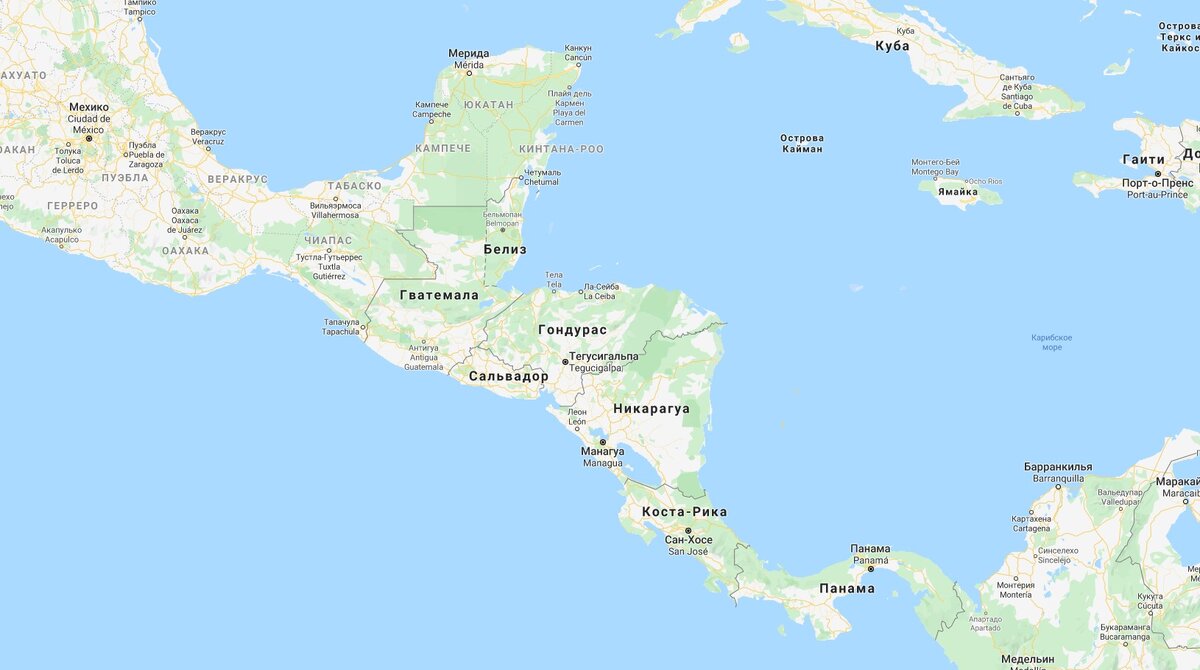 Два соседа в узком перешейке. Фото: Google Maps
