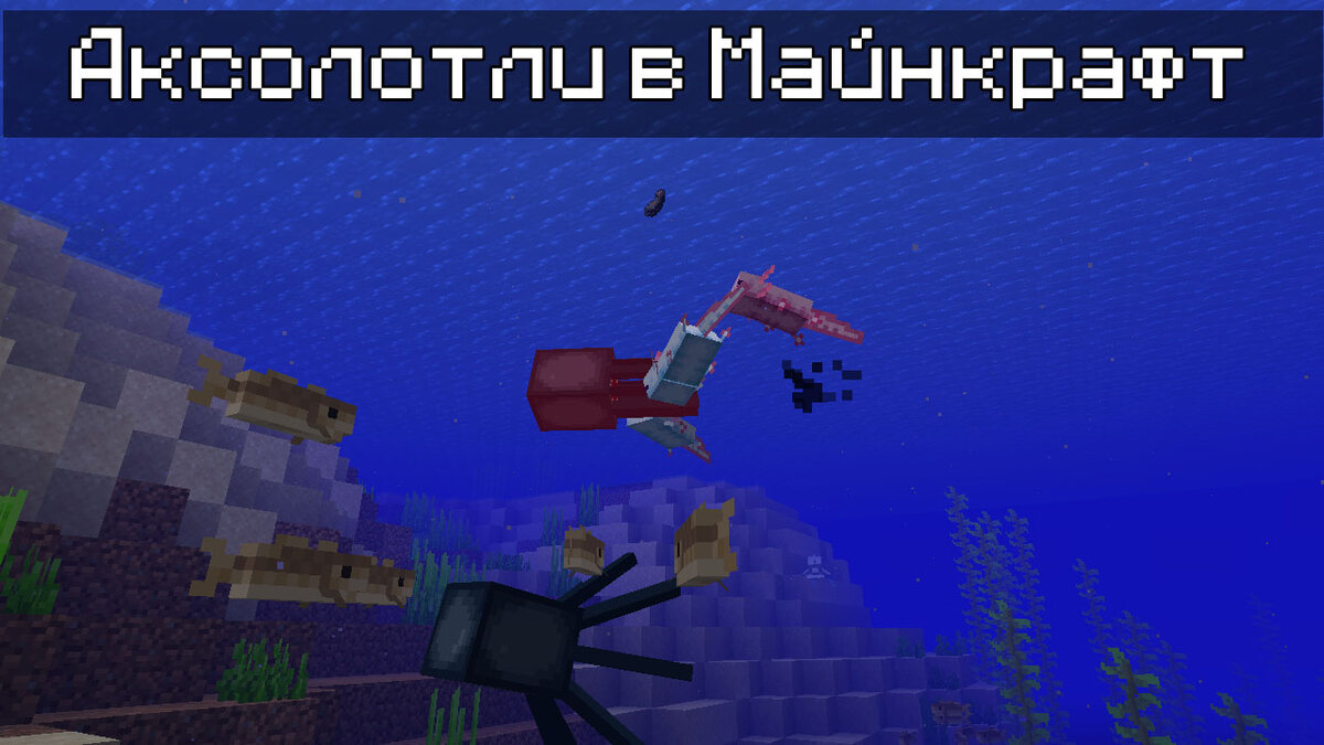 На фото Аксолотли в Майнкрафт
