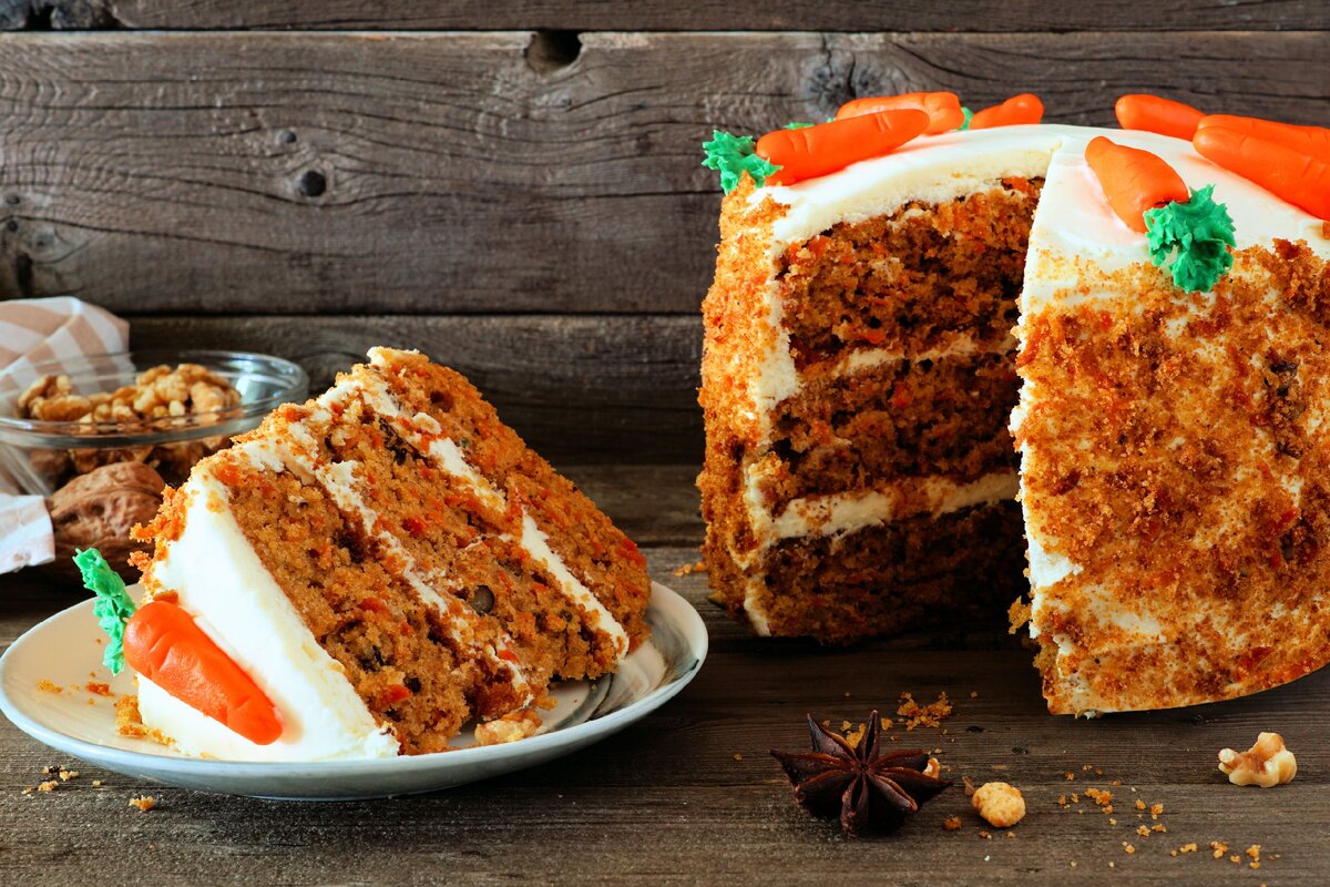 Морковный торт с грецкими орехами: рецепт приготовления с фото
