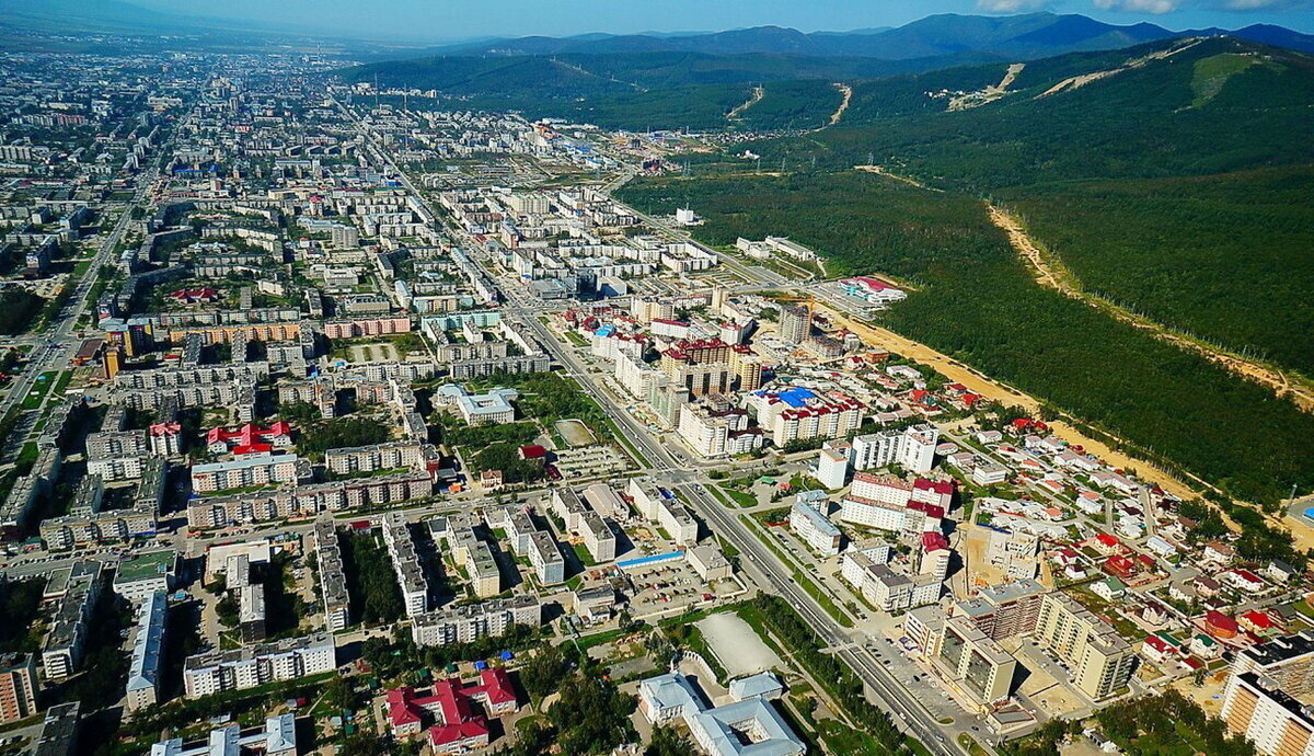 Южно-Сахалинск с высоты птичьего полёта