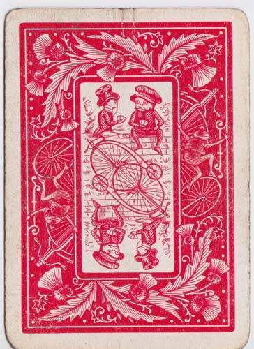 Игральные карты рубежа XIX - XX веков с изображениями на велосипедные темы из коллекции Веломузея Андрея Мятиева.