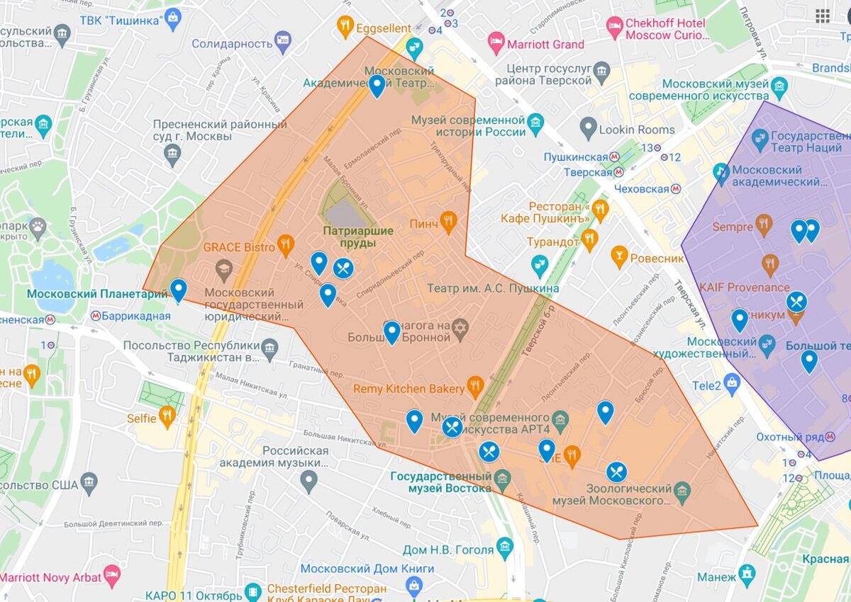 Карта патриаршие пруды в москве