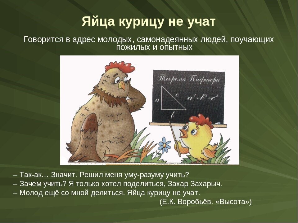 Напиши в какой жизненной ситуации уместно. Яйца курицу не учат. Выражение яйца курицу не учат. Яйца курицу не учат значение. Яйца курицу не учат значение пословицы.