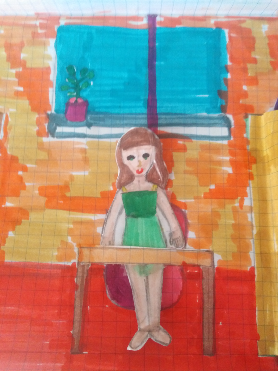 Девочка за столом. Вторая комната.