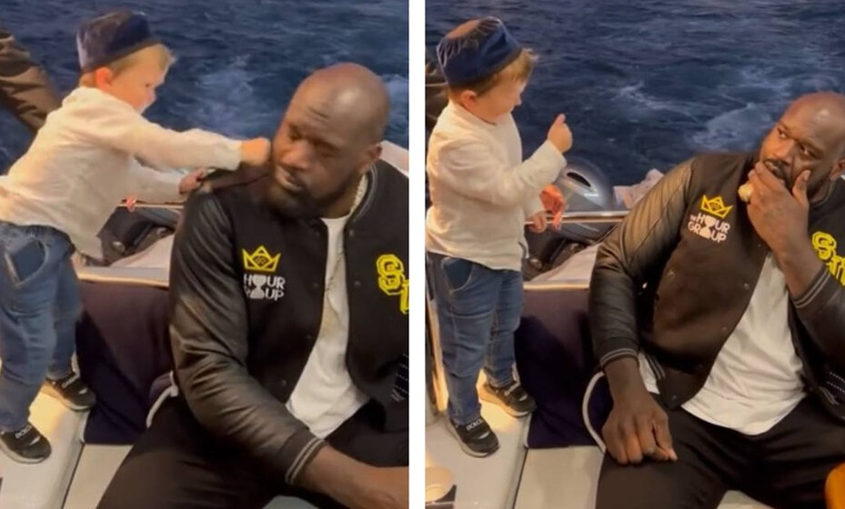    Хасбик и Шакил О′Нил сразились в неравной схватке. Фото: Личная страница Шакила О′Нила в соцсетях