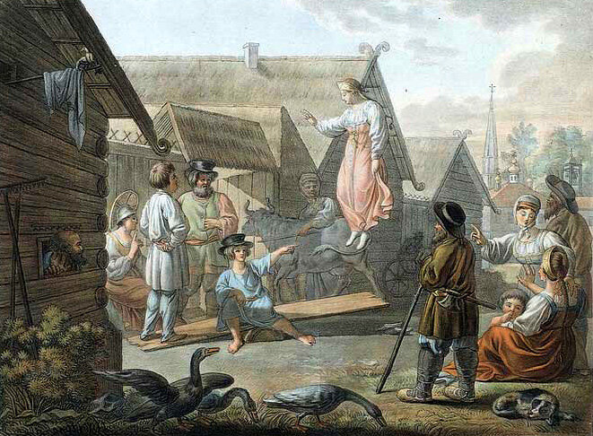 Е. Корнеев. Из серии «молодежные гуляния». Игра скакать на досках, 1810