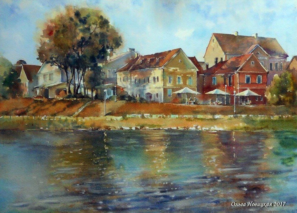 © Ольга Новицкая. Осень в Троицком предместье (Минск). Акварель.