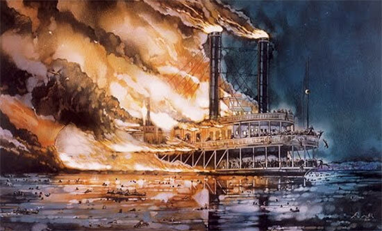 Современная иллюстрация. Горящая «Султанша»