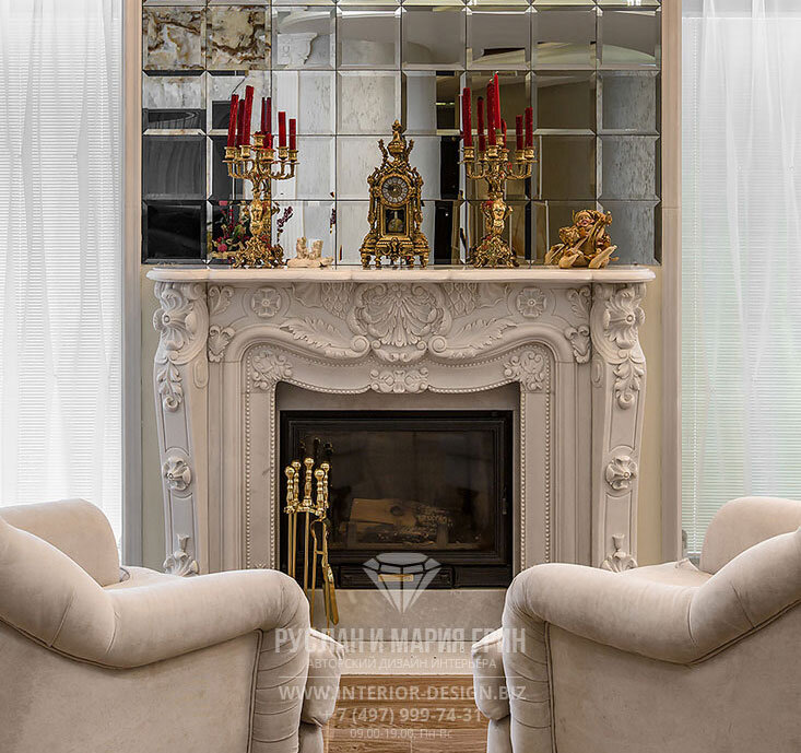 Декор каминной зоны