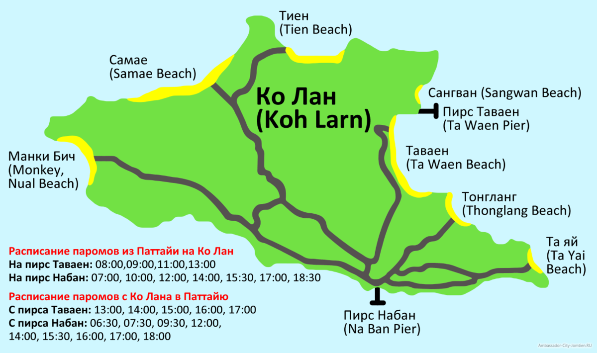 Остров ко лан в паттайе карта