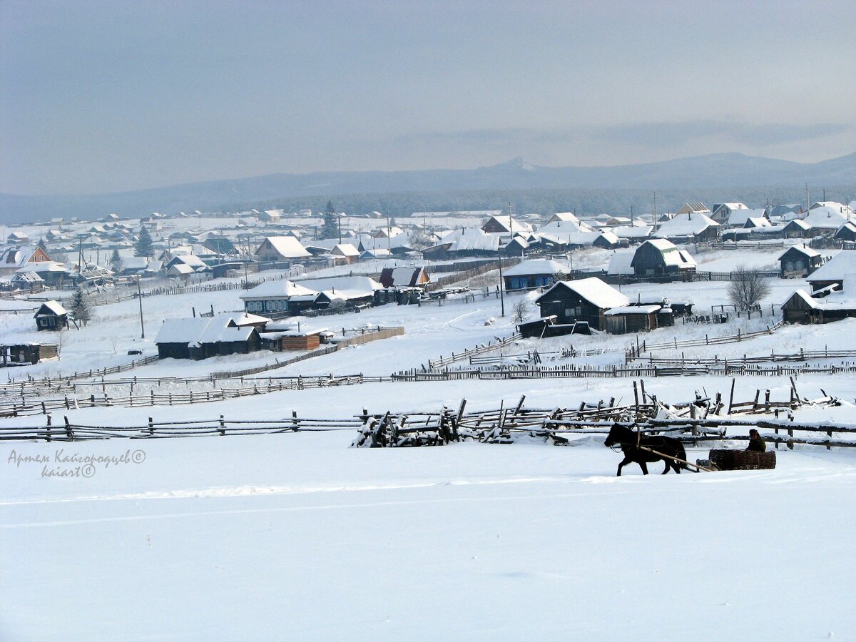 Зима в поселке Тирлянский