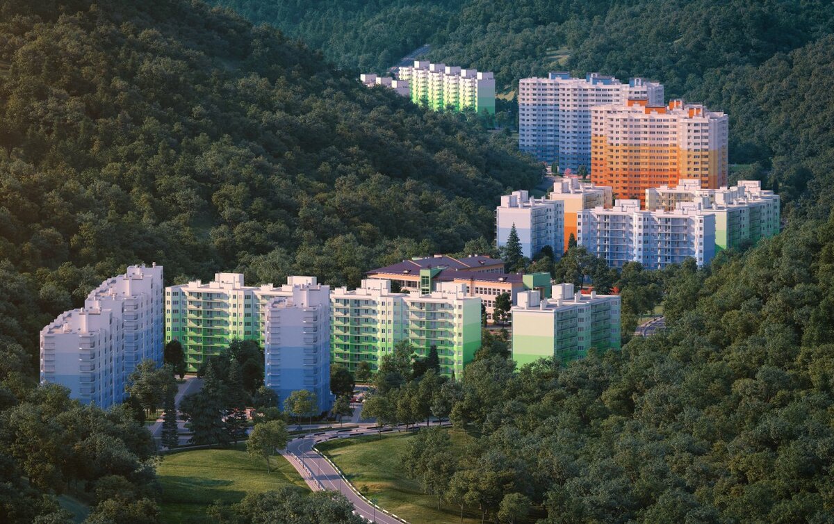 ЖК "Министерские озера" расположился в долине реки Бзугу в окружении живописных гор. Чистый воздух и тишина, буйство южных красок, при этом близость всех благ цивилизации - все это создает максимально комфортные условия для жизни.Окруженный с двух сторон горами, ЖК "Министерские озера" в любую погоду защищен от ветра, а в жаркий зной дарит приятную прохладу.