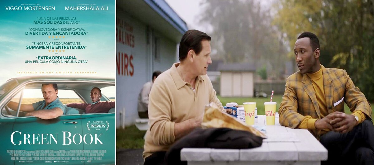 А как вы относитесь к чернокожим в России? Постер и кадр из фильма: "Зеленая книга" 