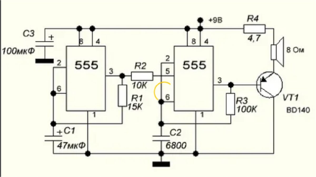Таймер 555 простая схема